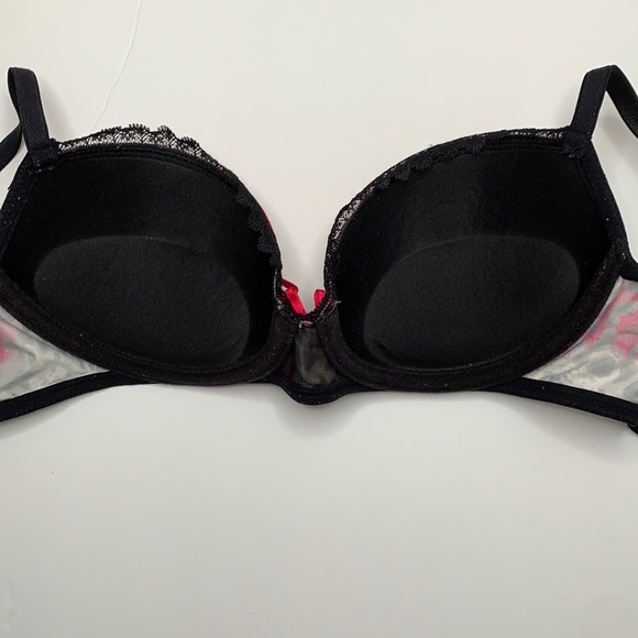 CANDIE’S Black & Red Print Push-up Bra - Picture 12 of 14